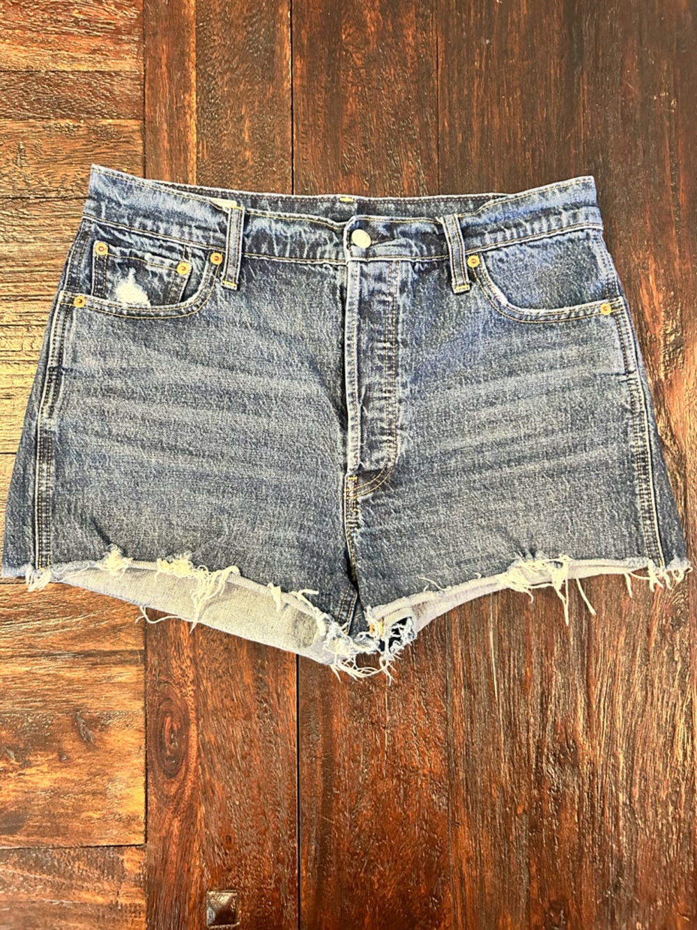 GAP Dark Blue Button Fly High-Rise Denim Cheeky Shorts - 10/30
